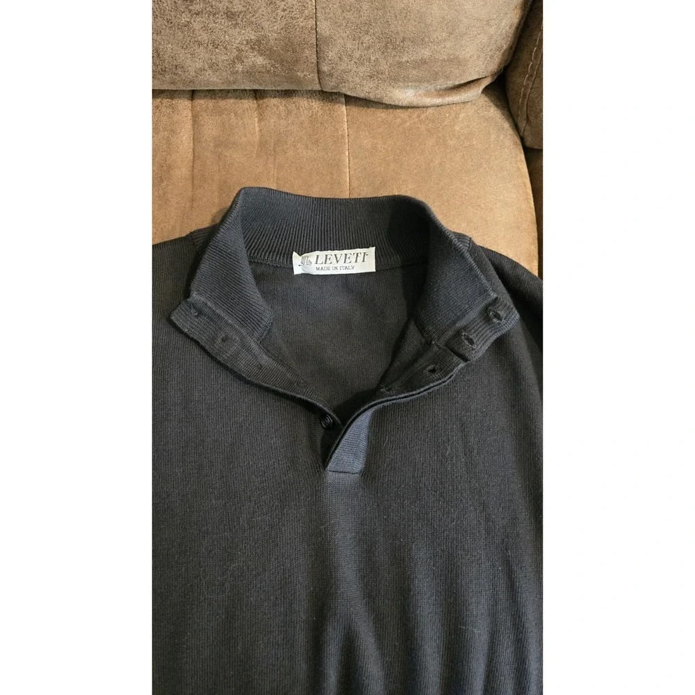 Leveti Mens Made In Italy Black Sweater Size Medium Cotton Modal Mix Comfy Soft